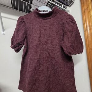 Ann Taylor Factory Burgundy Textured Blouse